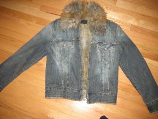 Energie Gold Fur Jacket Rare Runway Piece XL Coat Jean
