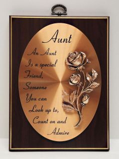 AUNT Bronze/Wooden Hanging Plaque Great Gift