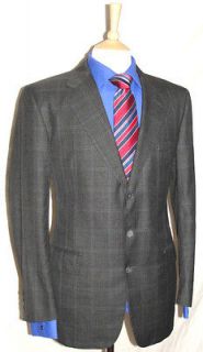 LUXURY MENS CHESTER BARRIE SAVILE ROW BOXCHECK SLIM FIT SUIT 40R W36 X 