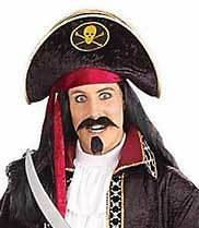 Pirate Tricorn Jolly Roger Black Hat with Bandanna