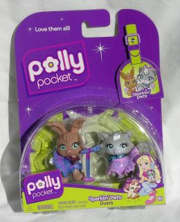 POLLY POCKET Sparklin Pets Mini 1/6 Bunny Rabbit Cat NEW Toy