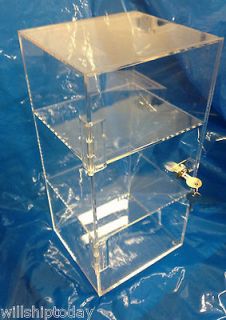 Small acrylic plexiglass store counter display show case w lock 2 keys 