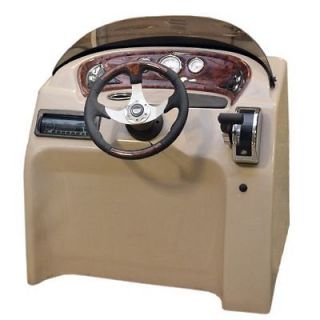 CUSTOM PONTOON BOAT STEERING CONSOLE W/ HELM, CONTROL AND LEANING PAD 