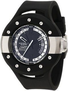   1364 Swiss Made Black Dial Polyurethane Rubber Strap GMT Mens Watch