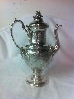 Great Victorian Silverplate Coffee Pot Chased Grapes