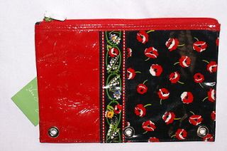 Vera Bradley POPPY FIELDS Pencil Pouch Travel Bag organizer NEW red