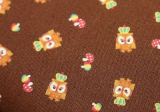 Remnant Fabric Owls King on Brown Canvas Twill Upholestry 1/4 yard