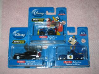   LOT OF 3 DISNEY MOTORAMA CAR DIE CAST MENTAL COLLECTION SCALE 164