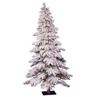 48 Prelit Flocked Spruce Christmas Tree 150 Clear Lts