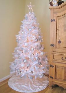   Ft Tall White With CLEAR lights Artificial Christmas Tree Shabby Chic