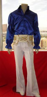Elvis Tribute Artist Costume) (Jumpsuit Era) WHITE Kick Pleat Pants 