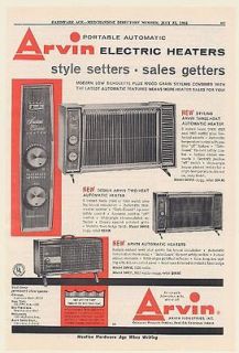 1964 Arvin Electric Heaters Portable Automatic Heater Trade Print Ad