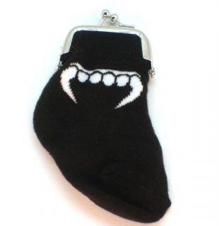 New Black Cute BabySock Picture Show Vampire Teeth Purse keychain