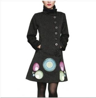 DESIGUAL New BLACK Painted Circle ABRIG ABRIL Dress COAT Jacket,
