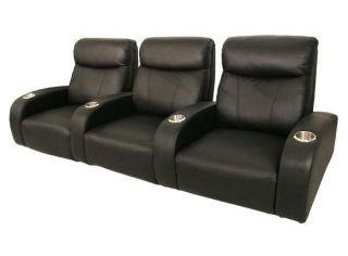 Rialto Home Theater Seating 3 Front Row Seats Black Leather Chairs