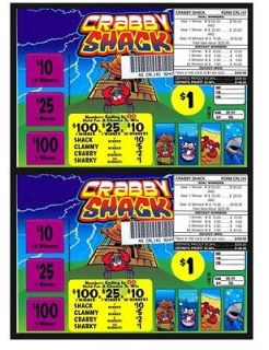 Crabby Shack 456ct[$100, all signers]Bingo fundraiser Pull Tab Tip 