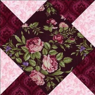   Mauve Pink Burgundy Floral Rose Pre cut Quilt Kit Fabric Quilting