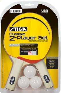 NEW Stiga Classic 2 Player Table Tennis Racket Set