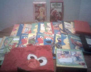 Lot 4 Sesame Street Vhs Tapes 1 DVD 17 books book bag puzzle