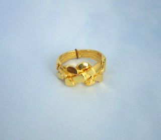 Gold Nugget Style 4 Band Turkish Puzzle Ring   14k Gold Over Silver