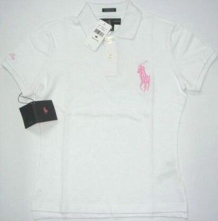 NWT Ralph RL Lauren Big Pony Polo Shirt Ladies Womens Pink Skinny Fit