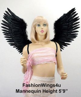 Large Open Swing V Shape Black Feather Angel Wings Goth Demon Birds 