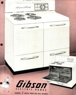 Vintage GIBSON Electric Range Dealer Cut Sheets Models G H J 1950s 8.5 