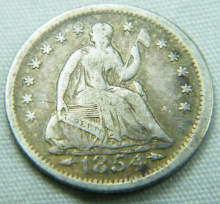 1854 ARROWS AT DATE SEATED LIBERTY 1/2 DIME FINE