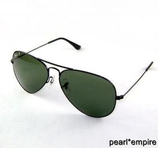 New Polarized Ray Ban Aviator Sunglasses 3025 002/58 RB Black