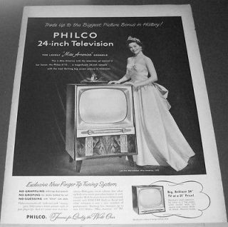 1954 Philco console 6110 TV Ad 1955 Miss America Lee Ann Meriwether 