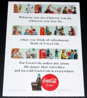 1949 OLD MAGAZINE PRINT AD, COCA COLA, COKE VENDING MACHINE ART WORK