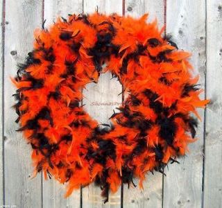 New Big Orange Black Real Feather 18 Door Wall Wreath Sport Team Home 