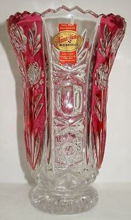   Germany Red Ruby Flash Stain Lead Crystal Glass Anna Hutte VASE