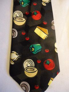   Green Yellow Beige Red Black Vegetable Cheese Tomato Pepper Tie 58