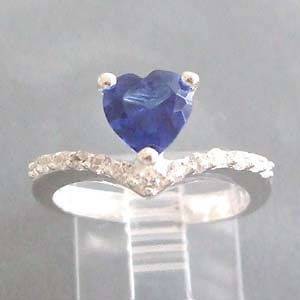 Heart Crown Wrap Blue CZ .925 Silver Ring 6.5