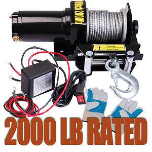   Winch Electric 0.9HP 12V W/ Mounting Plate Wired Remote Gloves