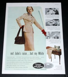1951 OLD MAGAZINE PRINT AD, WHITE SEWING MACHINES, CUSTOM