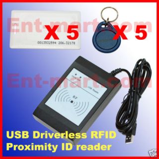 USB 125Khz RFID Proximity ID Reader +5 Cards+5 keyrings