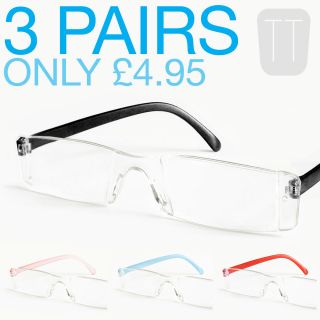 PAIRS NEW RIMLESS READERS READING GLASSES   VARIOUS STRENGTHS +1.5 
