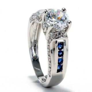   Round Sapphire Simulated Accent Vintage Style Bridal Wedding Ring