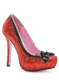 NEW RUBY SLIPPERS GLITTER RED STILETTO SHOES BURLESQUE