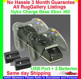 Nyko Charge Base S for Xbox 360 Game 2 Rechargeable Batteries USB Port 