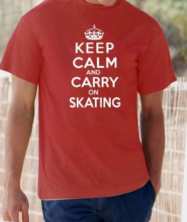Keep Calm and Carry On Skating ice roller skate t shirt