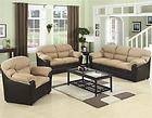 3Pc Living Room Set   Couch + Loveseat + Chair   Microfiber/Faux 