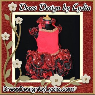 471Z Cheap Girl Red Black Shell Pageant CupCake Dress Spring Outfit 3 