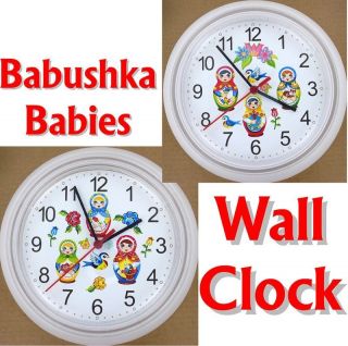 BABUSHKA Babies Wall CLOCK Matryoshka Nesting Doll Baby Russia Sarafan 