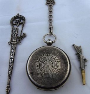   Russian silver Pavel Buhre Officers award pocket watch&chain fob