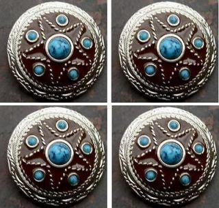   BROWN TURQUOISE CONCHOS HEADSTALL SADDLE BLANKET TACK COWGIRL RODEO 1