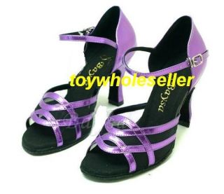 Ladies Latin Ballroom Salsa Peach / purple Glitter Dance Shoes G240