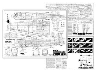 Vintage PILOT Mitsubishi A6M3 Zero by Y Matsumoto 52WS Kit Plans 